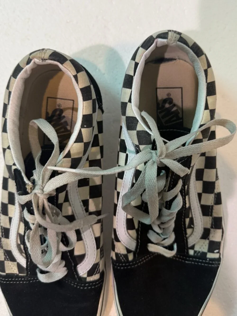 Vans Old Skool Checkerboard Sneakers Skating PopCush Black/White Men's Size 10